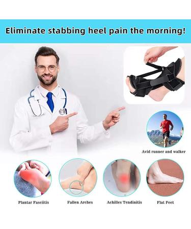 Plantar Fasciitis Night Splint for Foot and Achilles Support - Adjustable Dorsal Brace for Pain Relief - Black - Buy Online on GoSupps.com