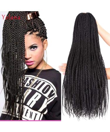 24 Inch 6 Packs Micro long Senegalese Twists Crochet Hair Pre-looped Bohemian Small Havana Twist Braid Hair Styles Natural Black Synthetic Hair Extensions for Black Women (6 Packs Black Color) 24 Inch (Pack of 6) Black ...