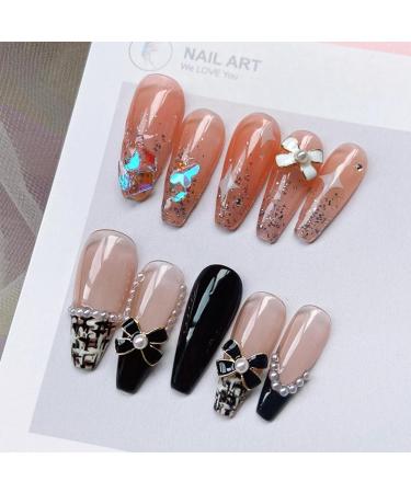 FEIlei 10Pcs 3D Bow Nail Charms Pearl Bowknot Nail Art Decorations Metal Nail Studs - Buy Online on GoSupps.com