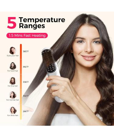 FRANO Cordless Hair Straightener Brush - Portable Mini Hot Comb for Travel Fast Heating & Negative Ions - USB & Type-C Charging - Lightweight & Stylish (White - Buy Online on GoSupps.com