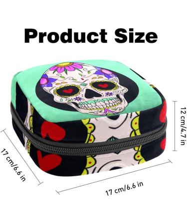 Portable Women's Binding-Up Bags | Menstrual Cup Pocket & Pads for Teens | Stylish Skull Design - Buy Online on GoSupps.com
