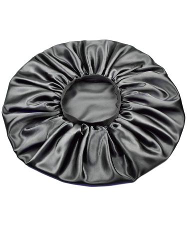 Satin Silk XL Bonnet for Long Hair | Women's Large Black+Rose Night Sleep Cap - Buy Online on GoSupps.com