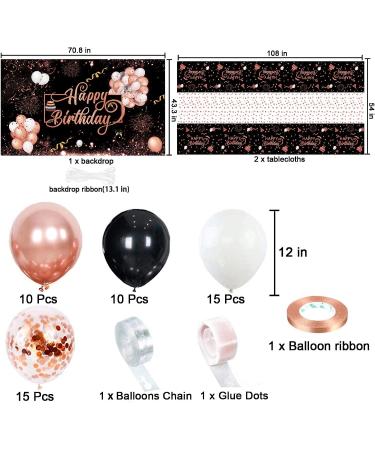 Rose Gold Happy Birthday Fabric Sign Banner with Tablecloths & Balloons | Party Backdrop Decor Kit - Buy Online on GoSupps.com