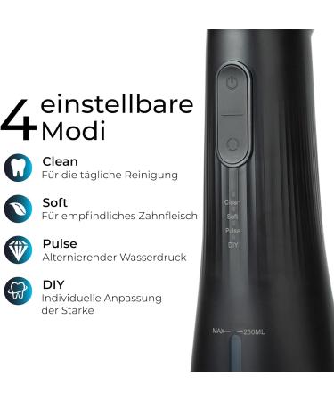 Klam Mouth Shower Water Flosser - Wireless Dental Cleaner with 2 Attachments 250ml Tank 4 Programs Effective Oral Hygiene - Buy Internationally - Buy Online on GoSupps.com