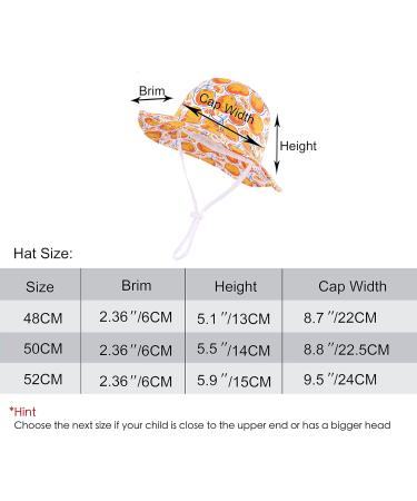LANGZHEN Beach Sun Protection Hat for Baby Girls - Adjustable Wide Brim Toddler Hat with Chin Strap, White-Orange, 1-2 Years - Buy Online on GoSupps.com