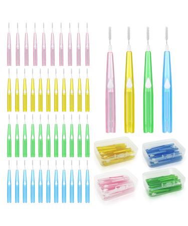 Skhaovs 40 pieces interdental brushes toothbrush push-pull interdental cleaner oral dental dental toothbrush gap rooms portable dental floss stick for cleaning tooth cleaning tools (4 colors)