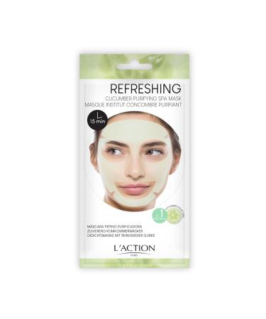 L'Action Paris Masque Purifiant au Concombre Masque en Tissu pour quilibrer et Purifier la Peau Enrichi en Apaisante Aloe Vera et Revitalisante Papaye Id al pour la Peau Fatigu e Lot de 1