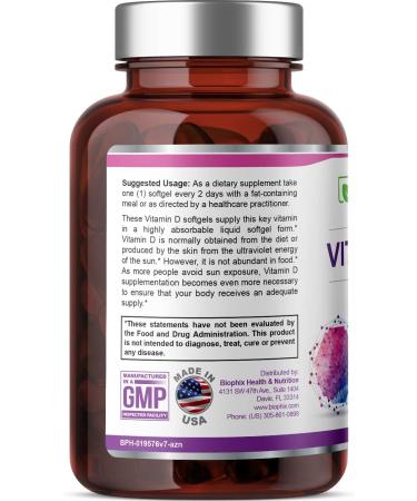 Biophix Vitamin D-3 10000 IU 380 Softgels with K2 - High-Potency in Extra Virgin Olive Oil, Non-GMO, Soy-Free for Strong Bones & Immune Health - 380 Count - Buy Online on GoSupps.com