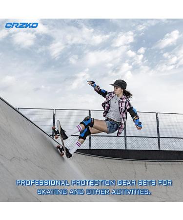 6-in-1 Skateboard Pads Set for Adults and Kids - Blue Small Size for Youth, Teens, and Children - Elbow, Knee, and Wrist Protective Gear for Scooter, Skateboarding, Roller Skating, Cycling - Buy Online on GoSupps.com
