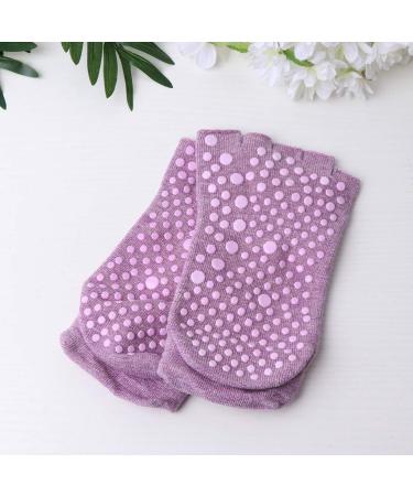 Shop Lurrose Yoga Socks - Half Toe Ankle Socks for Pilates Barre & Spa | Sweat-Absorbing Tabi Socks - Violet - Buy Online on GoSupps.com