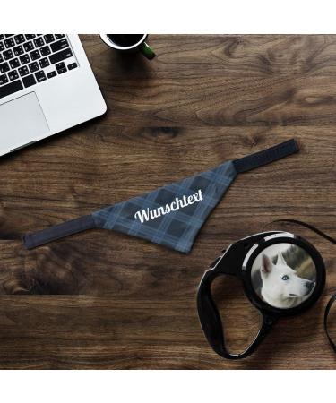 Printplanet Dog Scarf with Custom Name/Text | Blue Checkered Pattern | Size S - Stylish & Unique Dog Accessories - Buy Online on GoSupps.com