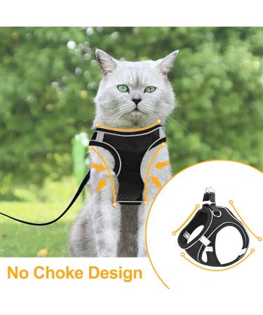 Frevoitna Adjustable Cat Dishes & Leash Set - Outbreak-Proof Harness Breathable Design Perfect for Walks (Black Small) - Buy Online on GoSupps.com