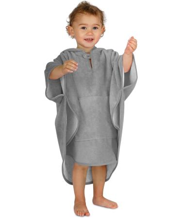 Normani Children's Bath Poncho - Cotton Hooded Toddler Bath Towel & Bathrobe - Grey 55cm x 70cm - Buy Online on GoSupps.com
