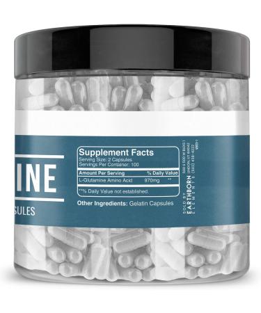Buy Earthborn Elements L-Glutamine 200 Capsules - Pure Undiluted & Additive-Free - International Shipping Available - Buy Online on GoSupps.com