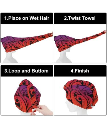 Octopus Tentacles Microfiber Hair Towel Wrap for Women - Super Absorbent Hair Turban 10"x26" - International Shipping Available - Buy Online on GoSupps.com