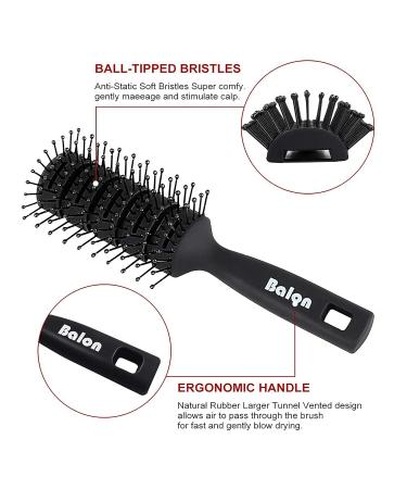 11 Row Vent Hair Brush for Men and Women - Ball Tipped Bristles for Wet Short Curly Straight Hair - Quick Blow Drying - Black - Buy Online on GoSupps.com