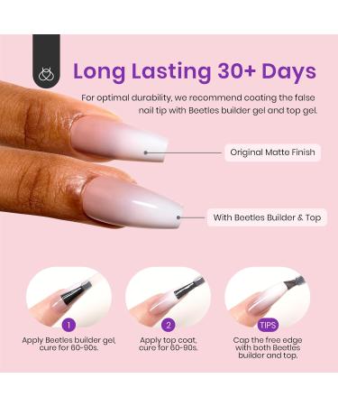 Beetles Press on Nails - 150 PCS Ombre Gel Nail Tips in Rosy Brown | Medium Coffin Style with Pre-applied Primer & Base Coat | Perfect DIY Gift for Women - Buy Online on GoSupps.com