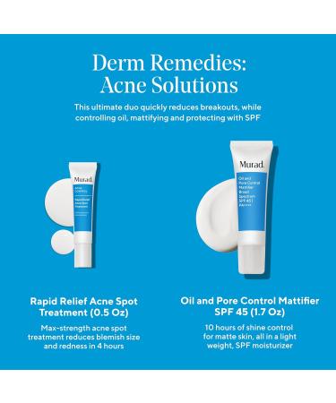 Murad Acne Solutions Value Set | 2-Piece Full Size Skincare Set | Oil Control Mattifier SPF 45 & Rapid Relief Spot Treatment | Shop Internationally - Buy Online on GoSupps.com