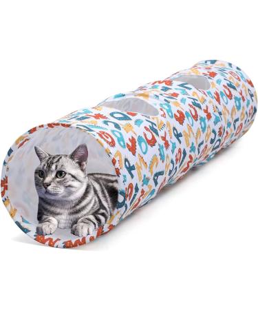 Luckitty Cat Kitten Tunnel Toy with Plush Ball - Portable Oxford Plush Material, Waterproof & Durable - Collapsible, Washable, 47.2 Inch - Geometric Pattern - Buy Online on GoSupps.com