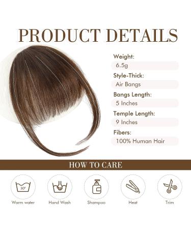 REECHO 100% Human Hair Clip in Bangs - Air Bangs Medium Brown - Buy Online on GoSupps.com