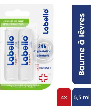 NIVEA Labello Protect Lip balm enriched with natural oils and SPF 15 sun protection Lip care Long-lasting hydration for 24 hours - Buy Online on GoSupps.com