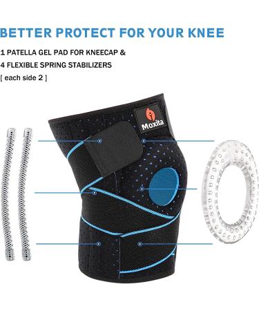 Moxita Adjustable Knee Brace with Side Stabilizers & Patella Gel Pads for Meniscus Tear, ACL Injury Recovery - Medium - Buy Online on GoSupps.com