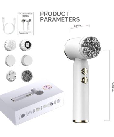 UnTI Electric LED Facial Cleansing Brush Set - 6 in 1 Rechargeable Waterproof Face Cleanser for Oily, Dry, Sensitive Skin - White Exfoliating Tool for Women & Men - Buy Online on GoSupps.com