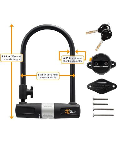 Via Velo 2 Bicycle U-Lock Set - Heavy Duty 14mm Shackle and 10mm x 1.8m Cable - Same Key System - Ideal for Road, Mountain, Folding Bike - 2 Pack - Buy Online on GoSupps.com