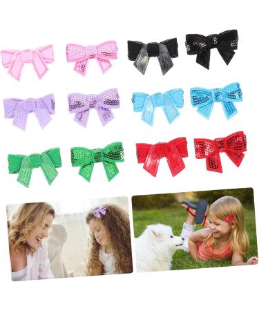 NUOBESTY 12pcs Diy Accessories Ornament Tiara Sequin Hair Bows Bowknot Diy Projects Bowties Clothing Hairpin - Buy Online on GoSupps.com