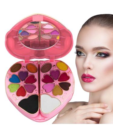 Ecoticfate Makeup Palette Kit | Heart Shape Eyeshadow Palette Kit - Cosmetic Makeup Kit 28 Colors Full Eye Shadow Makeup Kit with Ecoticfate Mirror