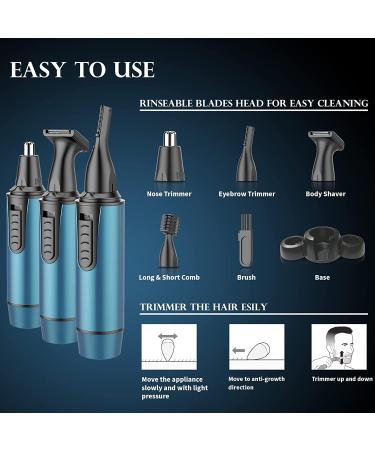 Ear and Nose Hair Trimmer 2022 | USB Rechargeable Professional Nose Trimmer for Men and Women | IPX7 Waterproof Dual Edge Blades | Blue - Buy Online on GoSupps.com