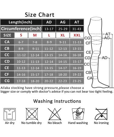 Ailaka Thigh High 20-30 mmHg Compression Stockings for Varicose Veins - X-Large, Black - 1 Pair - Buy Online on GoSupps.com