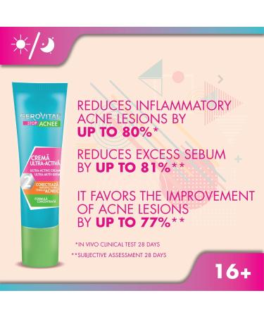 Ultra-Active Face Cream for Acne with Salicylic Acid Reduces Sebum Excess and Pimples Corrects Skin Imperfections Concentrated Formula 15 ml Gerovital Stop Acnee - Buy Online on GoSupps.com