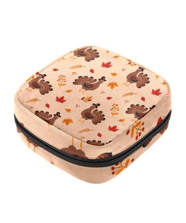 Guantierendiy Sanitary Napkin Storage Bag Turkey Leaves Menstrual Cup Pouch Nursing Pad Holder Tampon Bags Feminine Product Pouches Portable Period Kit Bag Color 1