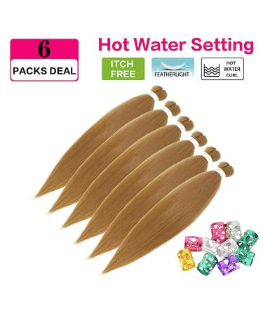 Xusuperb 30 Pre-Stretched Honey Blonde Kanekalon Braiding Hair Extensions - 6 Pack Dark Blonde Yaki Braids (27#) for Easy Styling - Buy Online on GoSupps.com