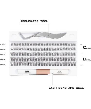 120PCS 3D Individual Cluster Eyelashes Kit - Natural Look D Curl Reusable Fluffy Extensions with Applicator and Bond - DIY Mix 10-16MM Lash Extension Set - Buy Online on GoSupps.com