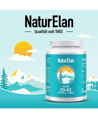 Vitamin D3 K2 Capsules - 20000 I.U. + 200 MCG K2 MK7 - 180 Vegetarian Capsules Additive-Free Made in Germany - Buy Online on GoSupps.com