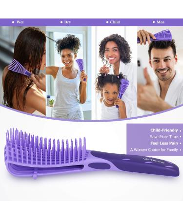 Detangling Brush for Adults & Kids | Comb Set for Kinky Curly Coily Hair | Wet & Dry Hair, Afro American Type 3a-4c | Comfortable Grip (Purple) - Buy Online on GoSupps.com