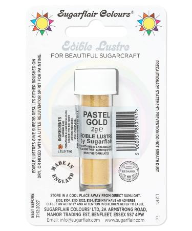 Sugarflair Pastel Gold Edible Lustre Dust (E171 Free) Add a Lustrous Shine to Cakes or Decorations. Brush On or Add Rejuvenator to Create Eye-Catching Edible Paint- 2g
