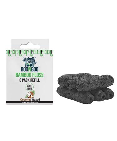 Boonboo Dental Floss Refill | Bamboo Woven Fiber | 6pcs of 100FT/30M - Total 600FT/180M | Sustainable & Biodegradable (Coconut)