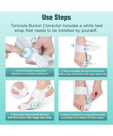 Bunion Corrector for Men & Women - Big Toe Relief Brace with Anti-Slip Heel Strap | Adjustable One Size (White & Green - Buy Online on GoSupps.com