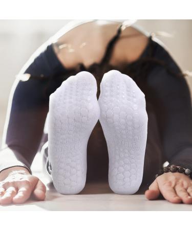Apricitie Non-Slip Yoga & Pilates Socks for Women 4 Pairs of Long Handle Stopper Socks - Buy Online on GoSupps.com