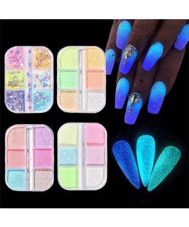 Prevessel Nail Pigment Powder - 6 Bright Neon Colors Glow in the Dark Glitter for DIY Nail Art & Decoration - Perfect for Women & Girls - Buy Online on GoSupps.com