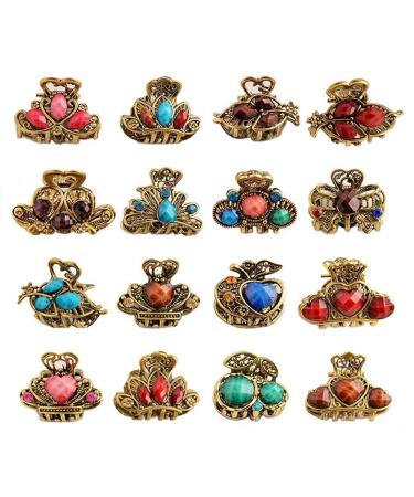 Hair clips 16 pieces of metal hair clips mini-hair clips vintage hair needle crystal mini hair clip for girls women hair diy accessories (random style) - Buy Online on GoSupps.com