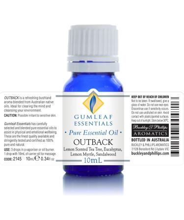 Gumleaf Essentials Outback Essential Oil Blend - 10ml Cruelty Free & Vegan 100% Pure & Natural - Buy Online on GoSupps.com