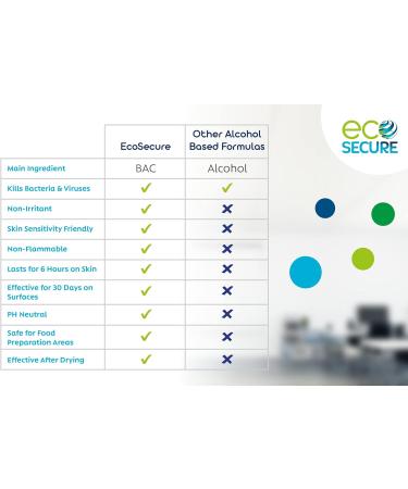 EcoSecure Alcohol-Free Hand Sanitizer Gel 1L - Kills 99.99% Bacteria & Viruses - Ideal for Schools, Hospitals, Home & Office - Made in UK - Up to 6 Hour Protection - 1 Pack - Buy Online on GoSupps.com