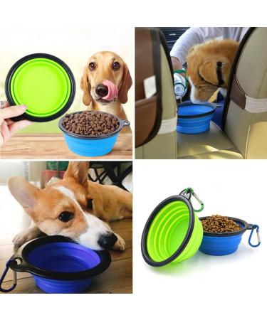 Buy 2-Pack Foldable Dog Travel Bowls - Portable Silicone Feeding Bowls for Pets | Blue & Green 350ml | Ideal for Water & Food with Carabiner Hook - Buy Online on GoSupps.com