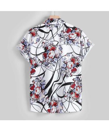 Men's Tropical Hawaiian Elephant Shirt - Short Sleeve Button Down, Regular Fit, Casual Beach Dress Shirt - White - Size Large - Buy Online on GoSupps.com