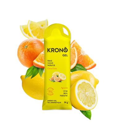 Krono Nutrition Energy Gel - Made with Natural Ingredients - Vegan - Gluten Free - 50 mg caffeine - 24 count (Citrus Fruits)
