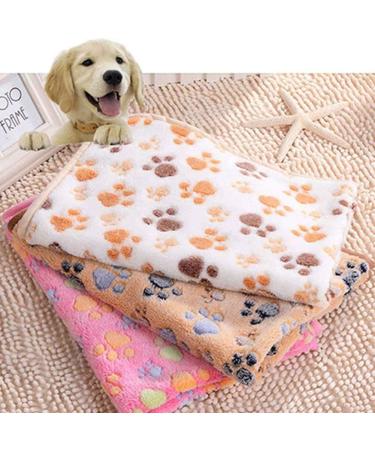 Brave669 Cute Pets Blanket Small Medium Large Warm Paw Print Dog Puppy Fleece Soft Blanket Bed Mat Pink L Large Pink - Buy Online on GoSupps.com